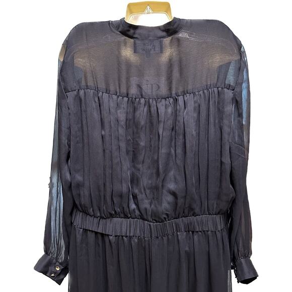 Nina Parker Womens Black Wide Leg Long Sleeve Button-Front Jumpsuit Plus 24W - Picture 6 of 12